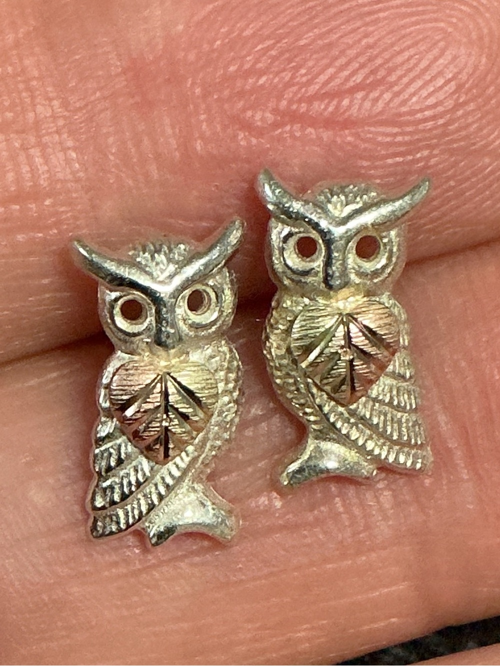 BLACK HILLS GOLD Sterling 12K OWL Earrings
